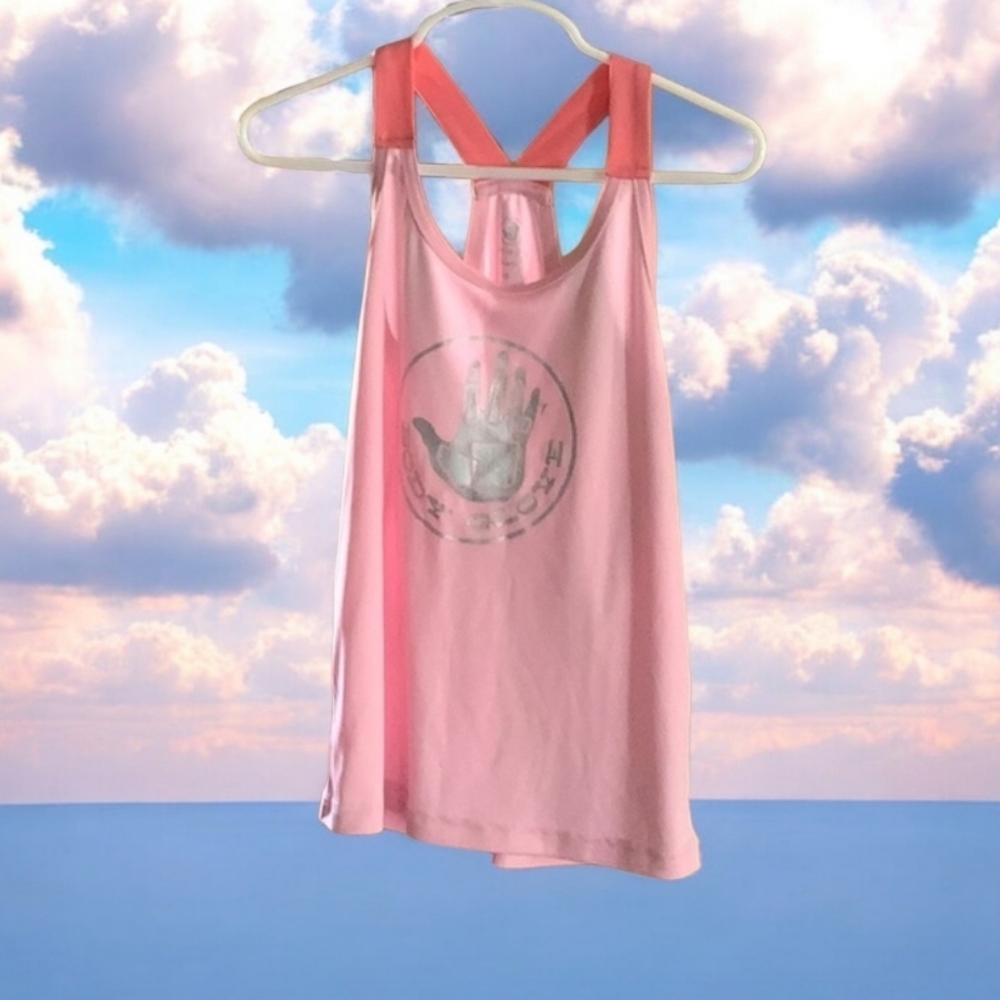 Body Glove pink tank top silver Logo front Baby pink this is a size 10.
